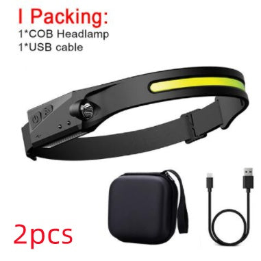 COB LED Induction Riding Headlamp Flashlight USB Rechargeable Waterproof Camping Headlight With All Perspectives