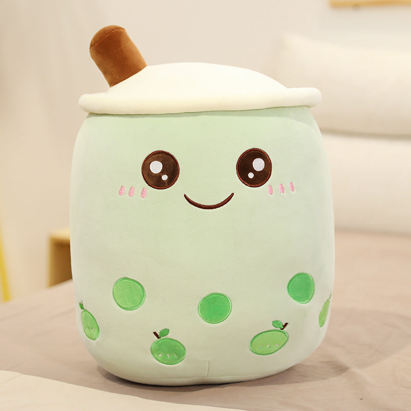 Cute Fruit Drink Plush Stuffed Soft Strawberry Milk Tea Boba Cup Toy Bubble Pillow Cushion Kids Gift