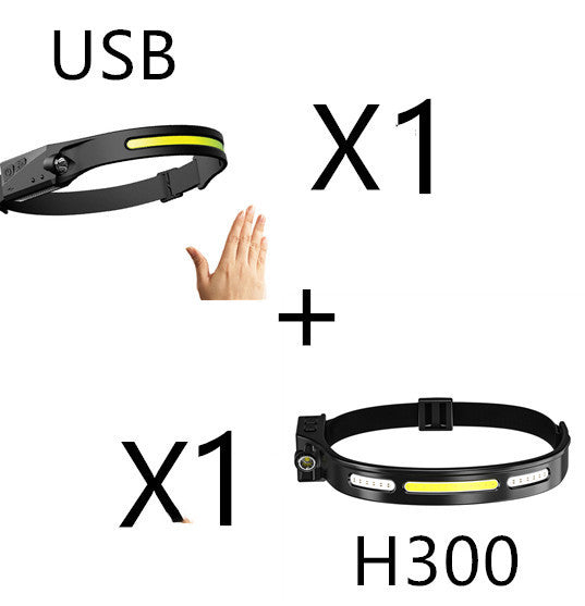 COB LED Induction Riding Headlamp Flashlight USB Rechargeable Waterproof Camping Headlight With All Perspectives