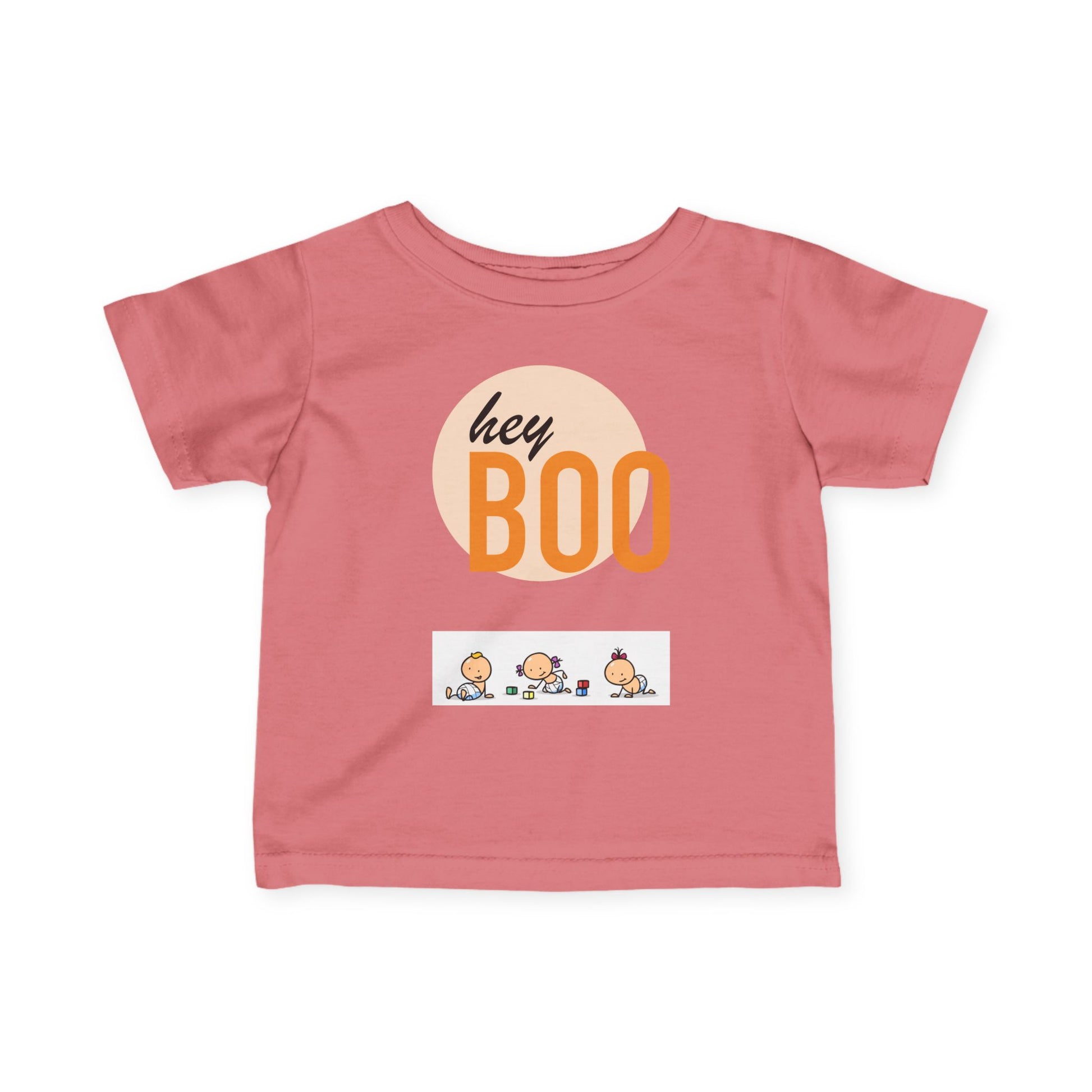 Adorable Infant Fine Jersey Tee ’Hey Boo’ for Fall Baby Showers Halloween or Everyday Fun! Mauvelous / 6M