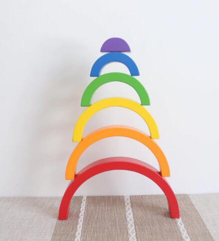 Jigsaw Puzzle Large 12 piece Arch Bridge Rainbow Building Blocks Early Childhood Education Toys 6pcs
