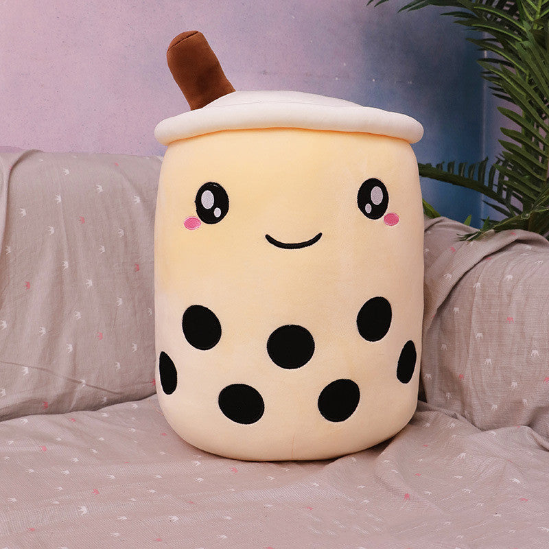 Cute Fruit Drink Plush Stuffed Soft Strawberry Milk Tea Boba Cup Toy Bubble Pillow Cushion Kids Gift