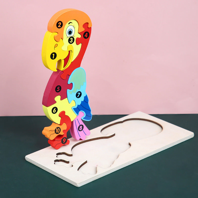Children’s Cartoon Number Animal Puzzle Woodpecker