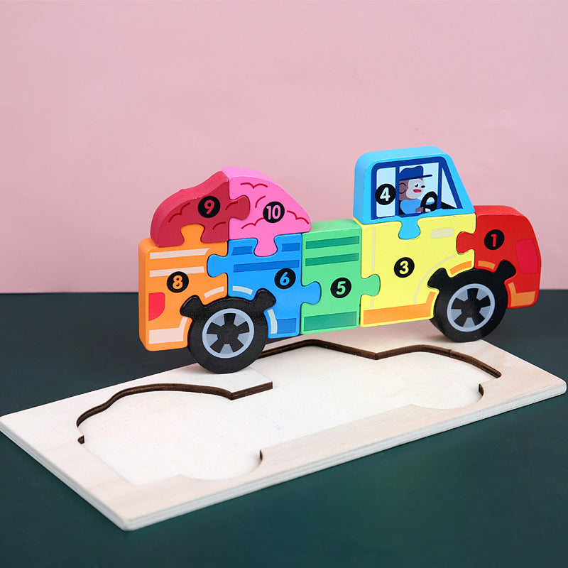 Children’s Cartoon Number Animal Puzzle Car