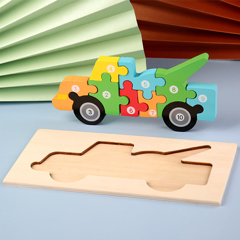 Children’s Cartoon Number Animal Puzzle Public vehicle