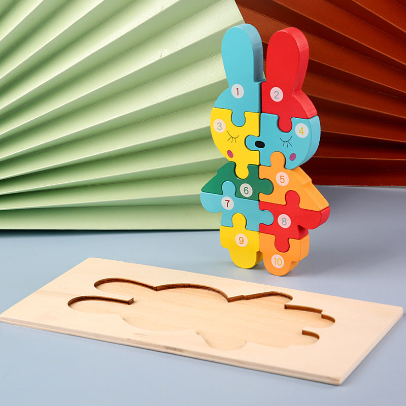 Children’s Cartoon Number Animal Puzzle Bunny