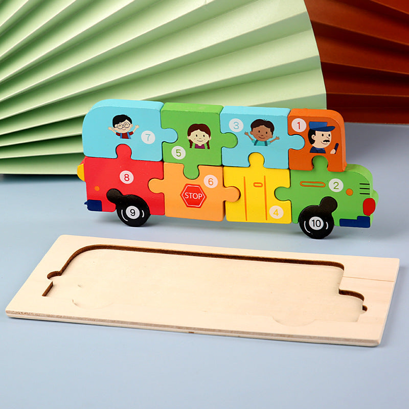 Children’s Cartoon Number Animal Puzzle Bus