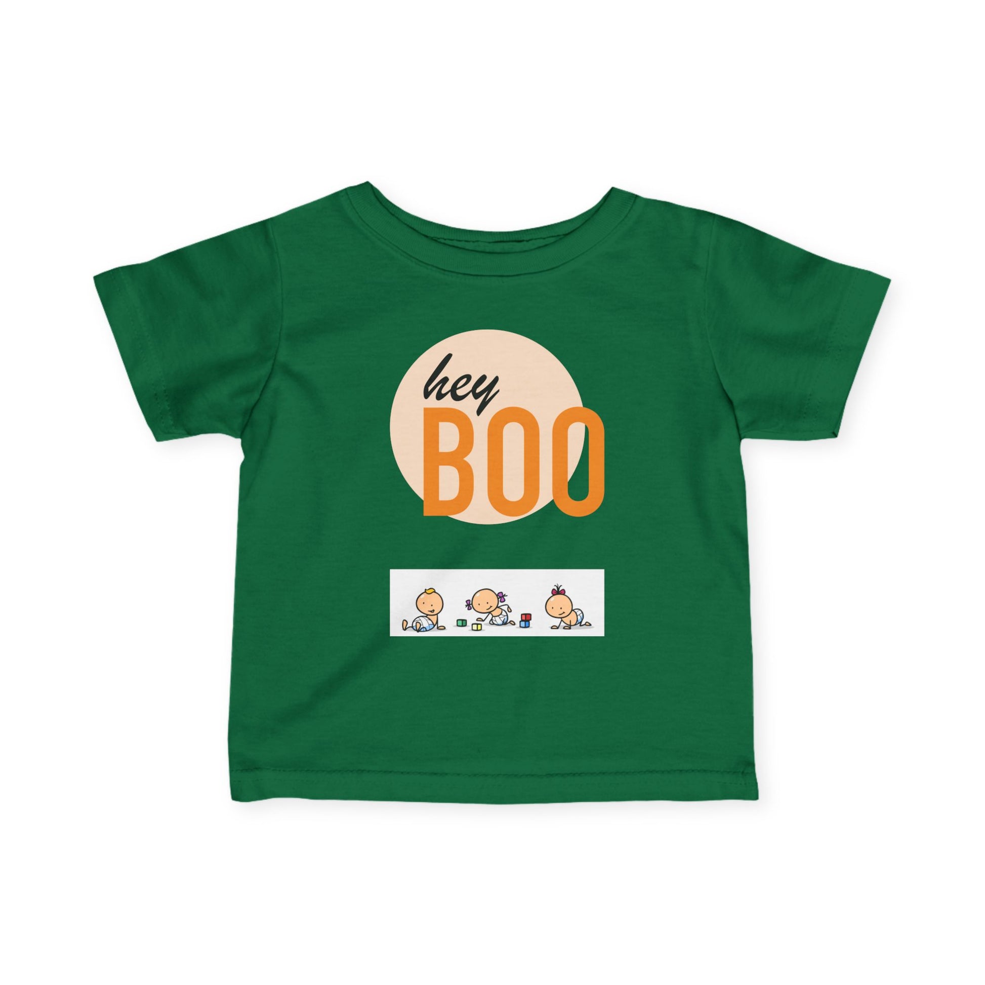 Adorable Infant Fine Jersey Tee ’Hey Boo’ for Fall Baby Showers Halloween or Everyday Fun! Kelly / 6M