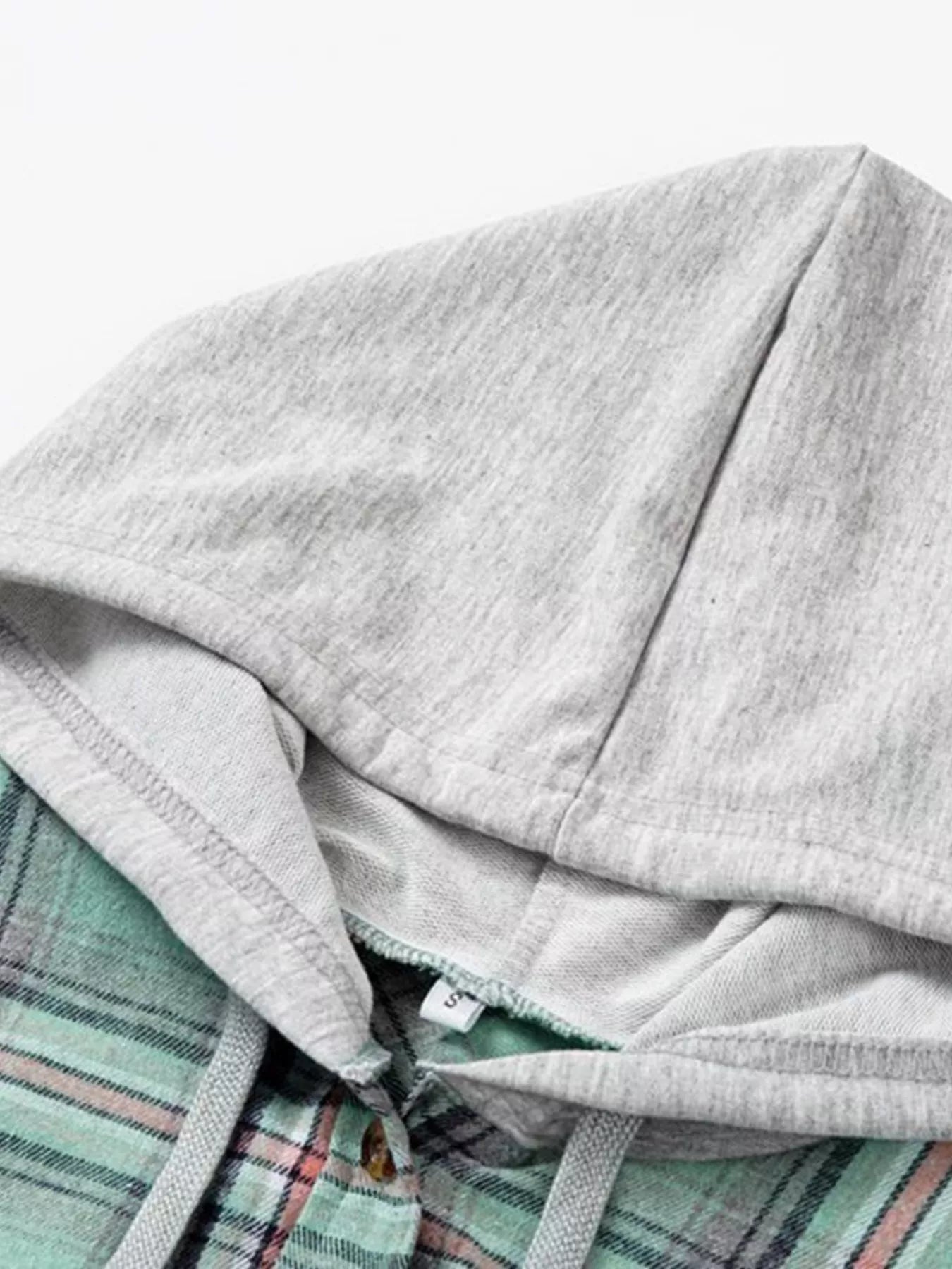 Plaid Button Up Hooded Shirt