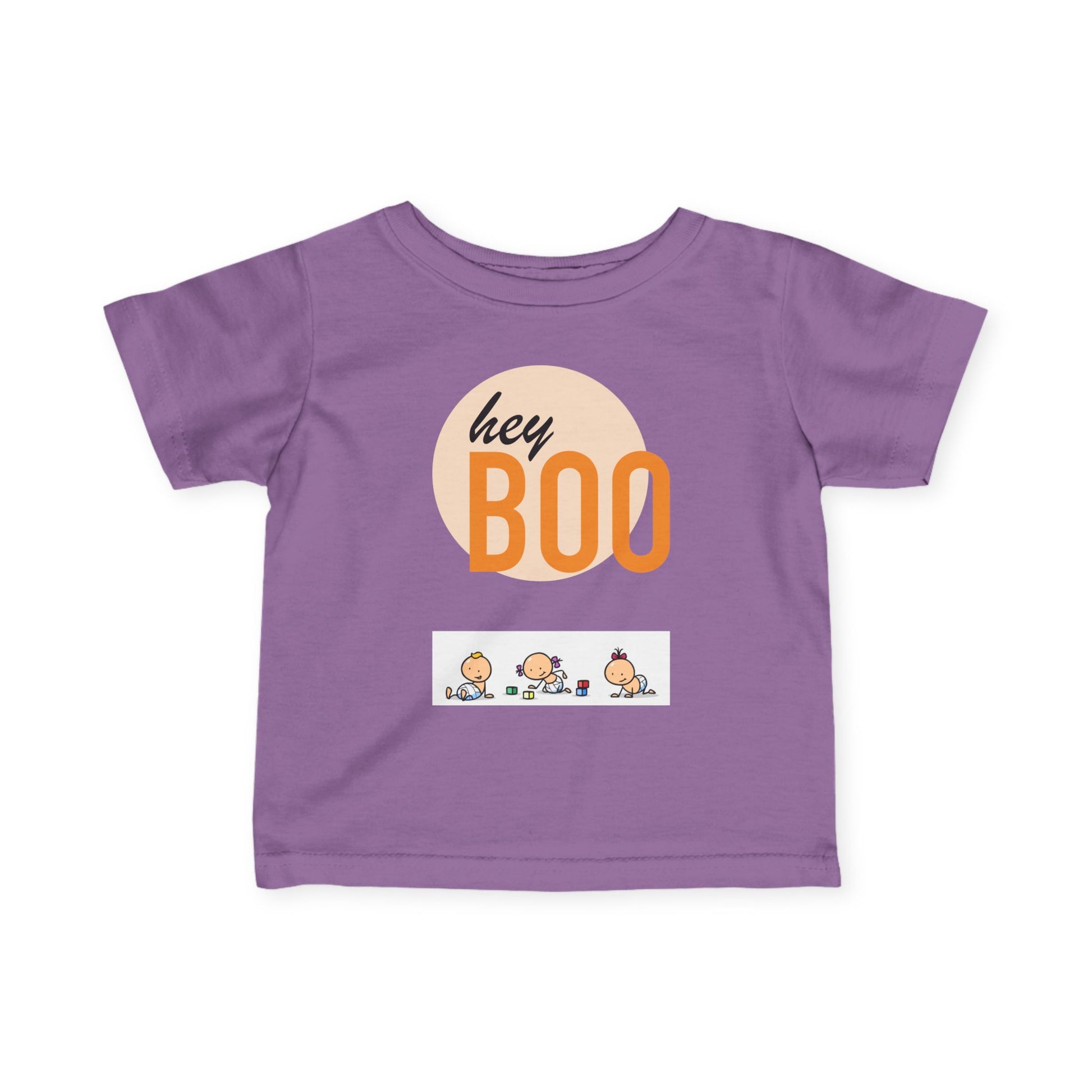 Adorable Infant Fine Jersey Tee ’Hey Boo’ for Fall Baby Showers Halloween or Everyday Fun! Lavender / 6M