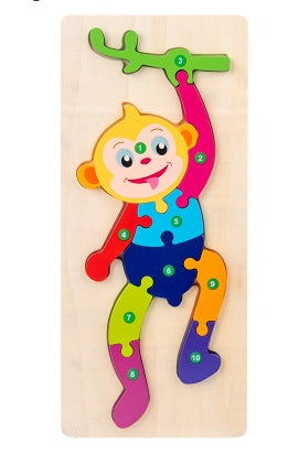 Children’s Cartoon Number Animal Puzzle Monkey