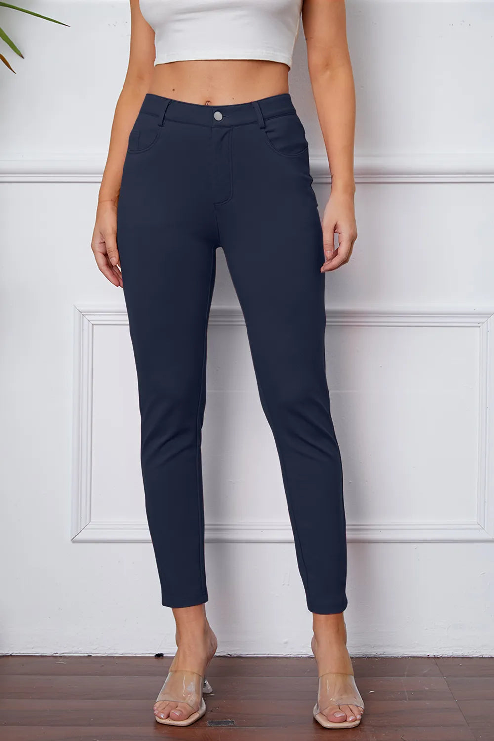StretchyStitch Pants by Basic Bae Dark Blue / S