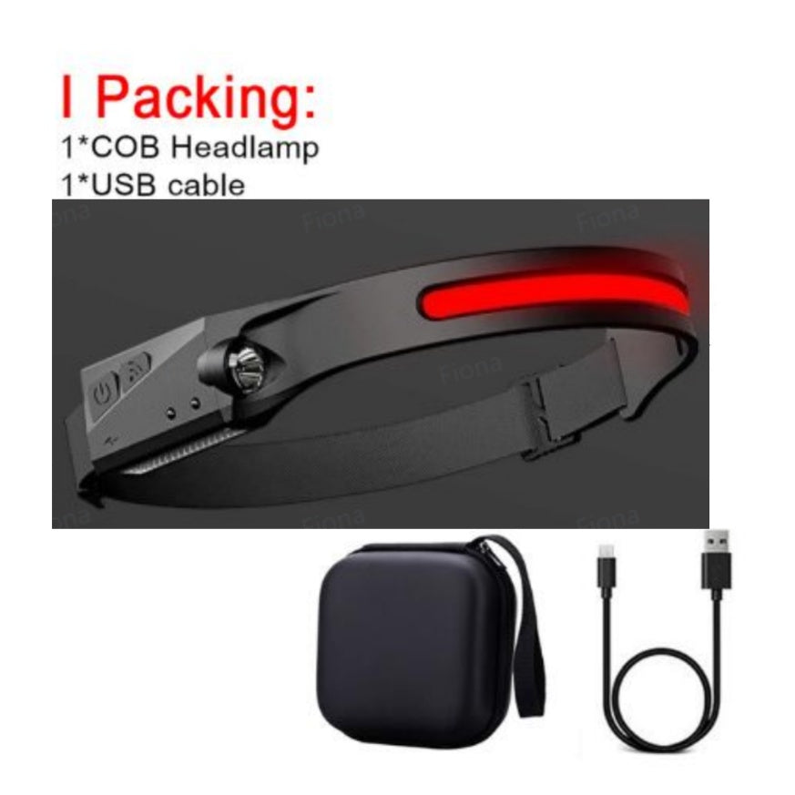 COB LED Induction Riding Headlamp Flashlight USB Rechargeable Waterproof Camping Headlight With All Perspectives
