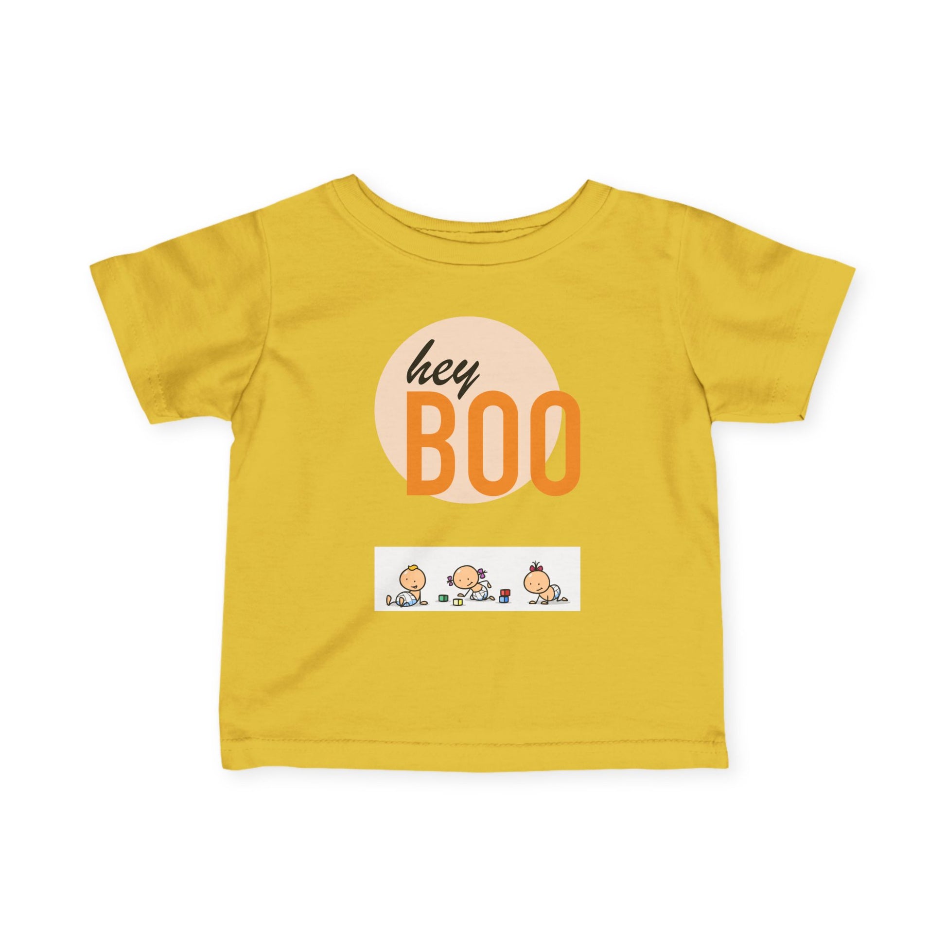 Adorable Infant Fine Jersey Tee ’Hey Boo’ for Fall Baby Showers Halloween or Everyday Fun! Butter / 6M