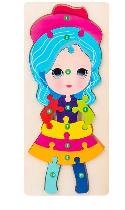 Children’s Cartoon Number Animal Puzzle Girl