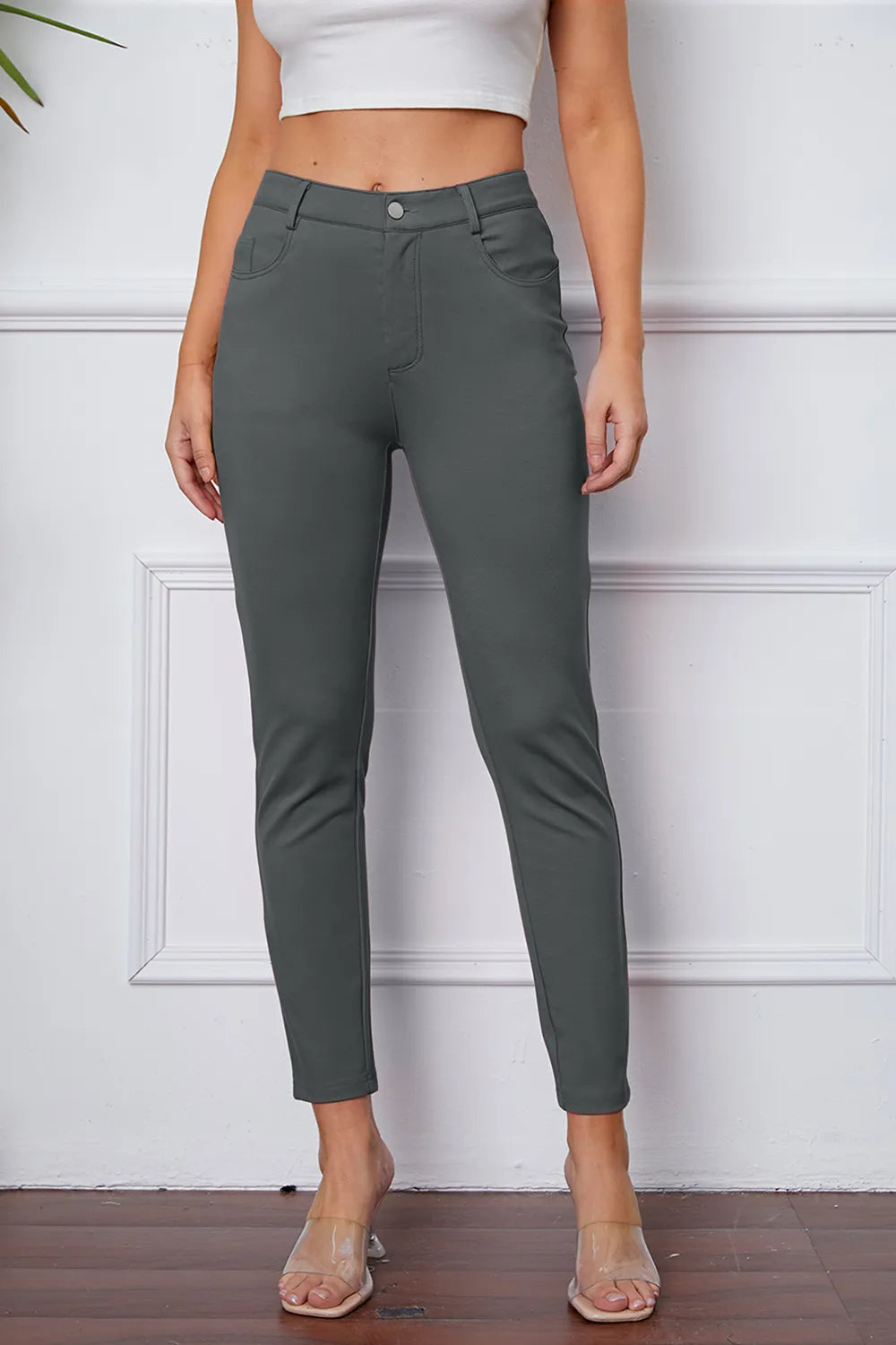 StretchyStitch Pants by Basic Bae Dark Gray / S