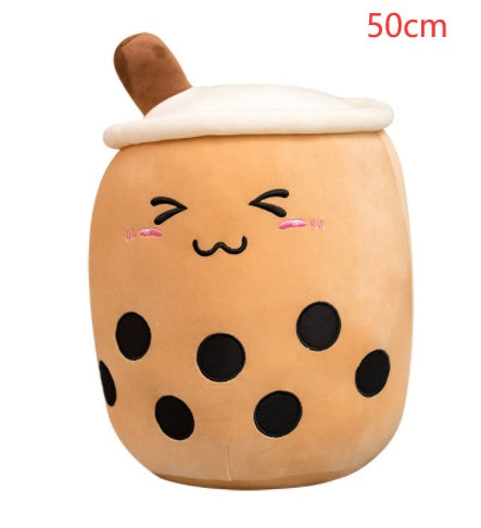 Cute Fruit Drink Plush Stuffed Soft Strawberry Milk Tea Boba Cup Toy Bubble Pillow Cushion Kids Gift Triangle / 50CM