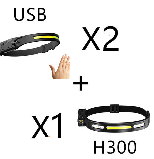 COB LED Induction Riding Headlamp Flashlight USB Rechargeable Waterproof Camping Headlight With All Perspectives