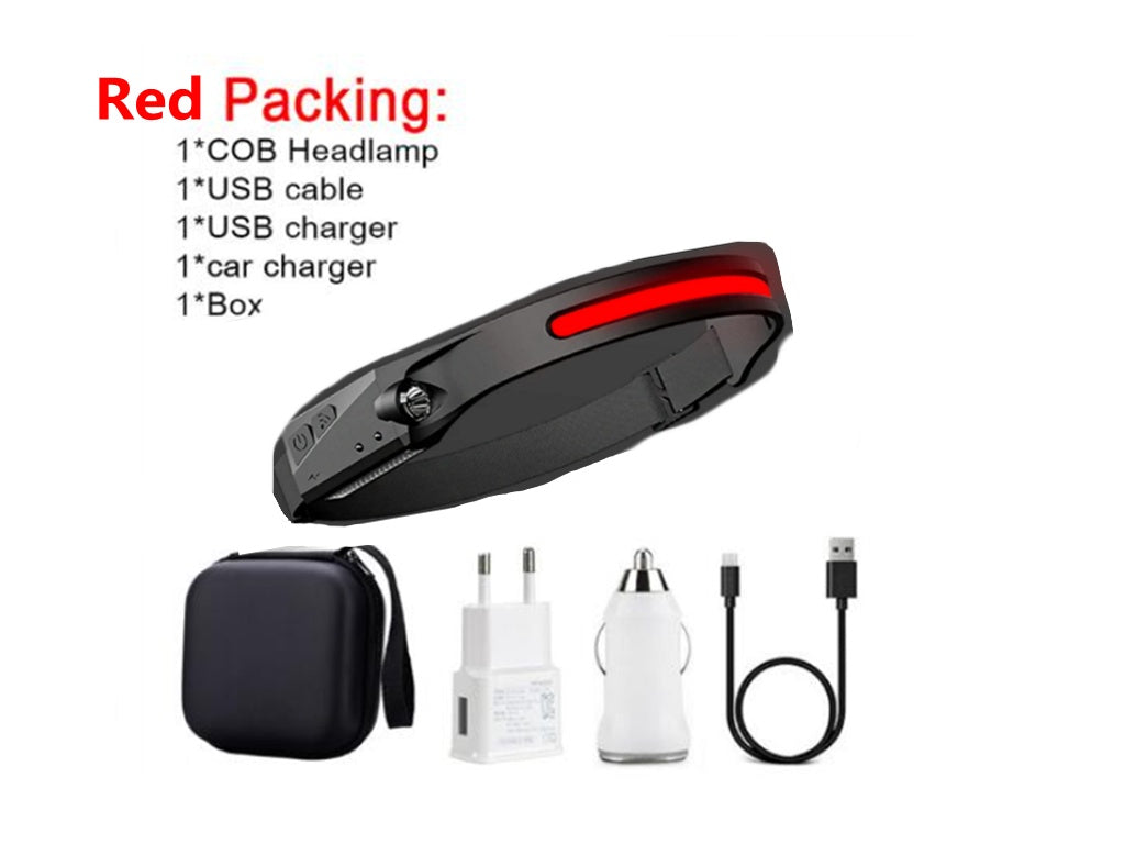 COB LED Induction Riding Headlamp Flashlight USB Rechargeable Waterproof Camping Headlight With All Perspectives