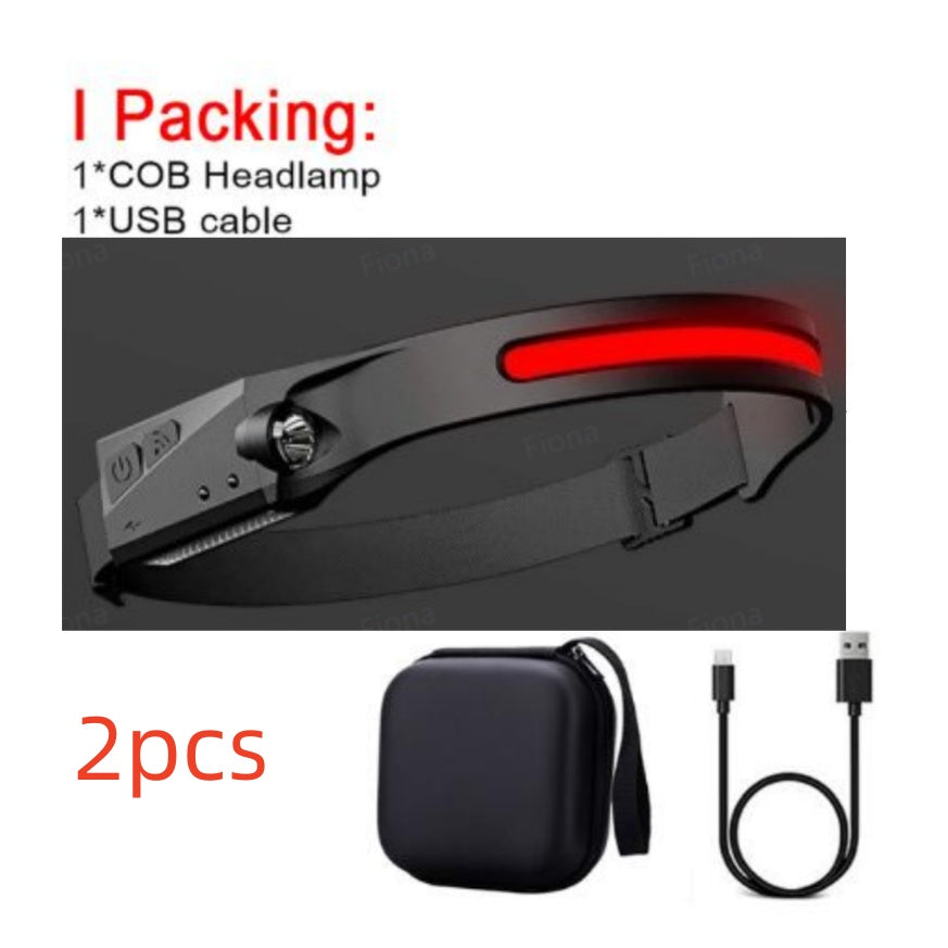 COB LED Induction Riding Headlamp Flashlight USB Rechargeable Waterproof Camping Headlight With All Perspectives