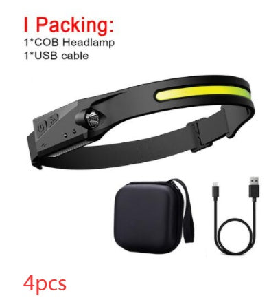 COB LED Induction Riding Headlamp Flashlight USB Rechargeable Waterproof Camping Headlight With All Perspectives