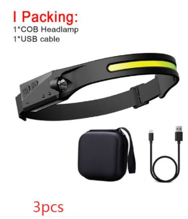 COB LED Induction Riding Headlamp Flashlight USB Rechargeable Waterproof Camping Headlight With All Perspectives