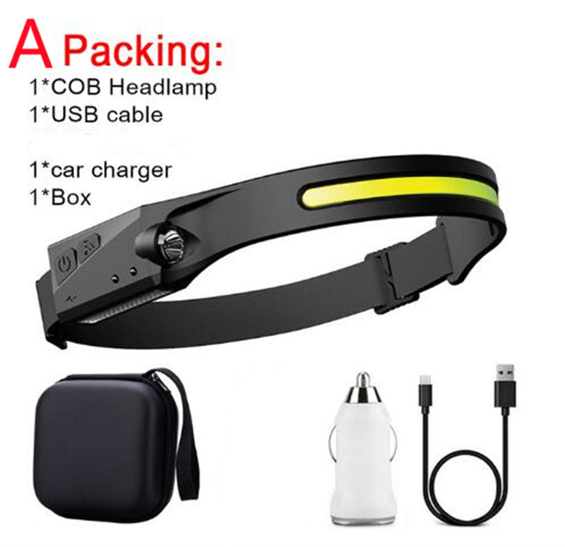 COB LED Induction Riding Headlamp Flashlight USB Rechargeable Waterproof Camping Headlight With All Perspectives