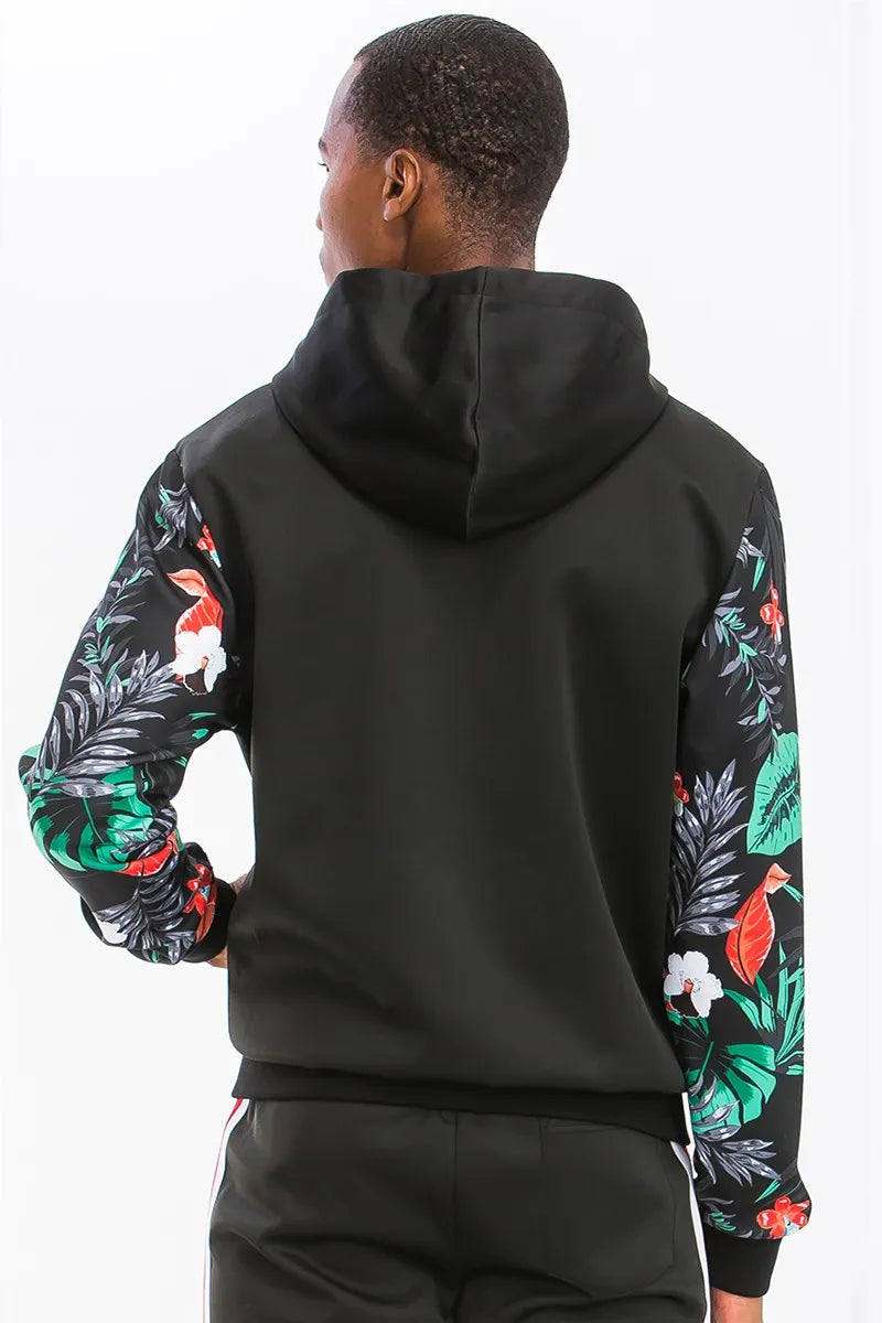 WEIV Men’s Tropical Printed Jacket and Drawstring Pants Set