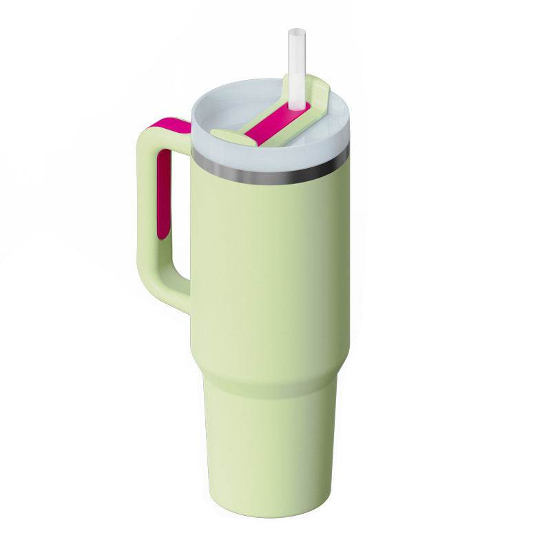 40 Oz Tumbler With Handle Straw Insulated Stainless Steel Spill Proof Vacuum Coffee Cup Lid Tapered Mug Gifts