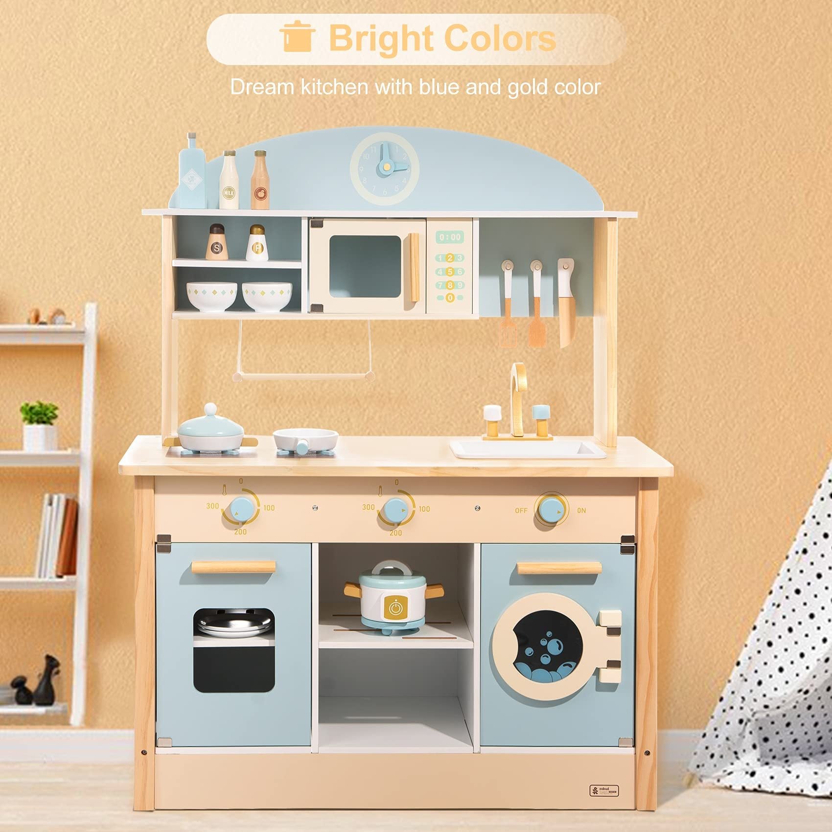 ROBOTIME DIY Pretend Play Kitchen Cooking Toy Set Gift For Boys And Girls WCF14