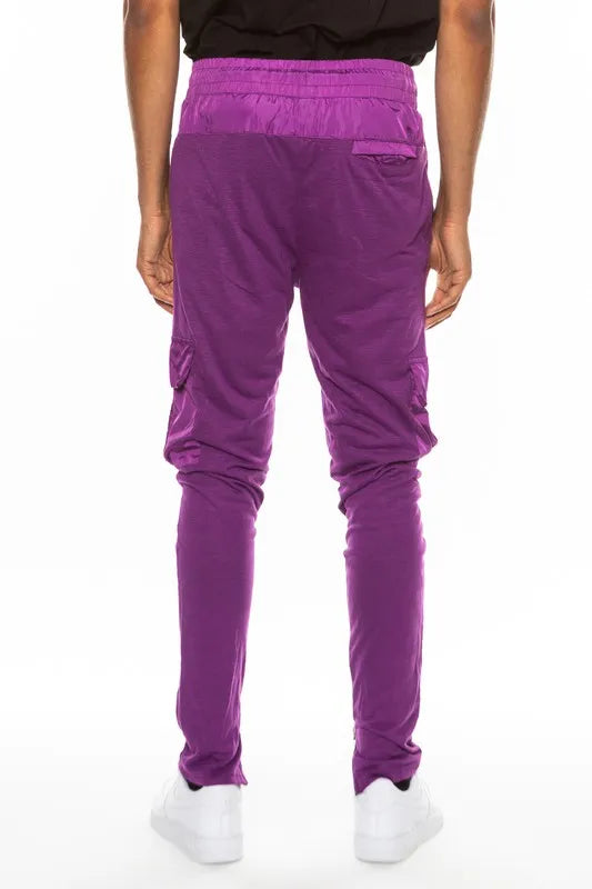 WEIV Men’s Full Size Heathered Cotton Blend Joggers Plus