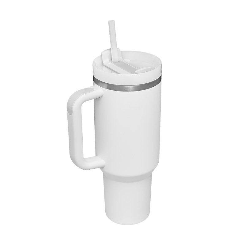 40 Oz Tumbler With Handle Straw Insulated Stainless Steel Spill Proof Vacuum Coffee Cup Lid Tapered Mug Gifts