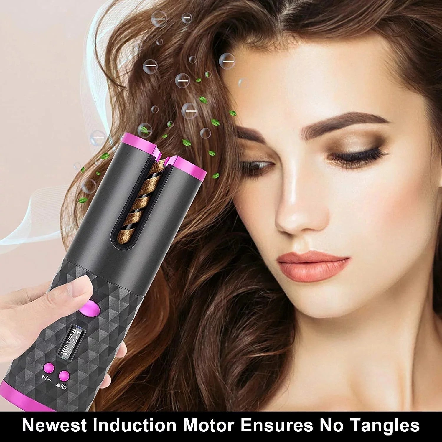 Portable Automatic Hair Curler Ceramic Rotating Wireless Auto Curling Iron Wand USB Rechargeable Spin For Styling