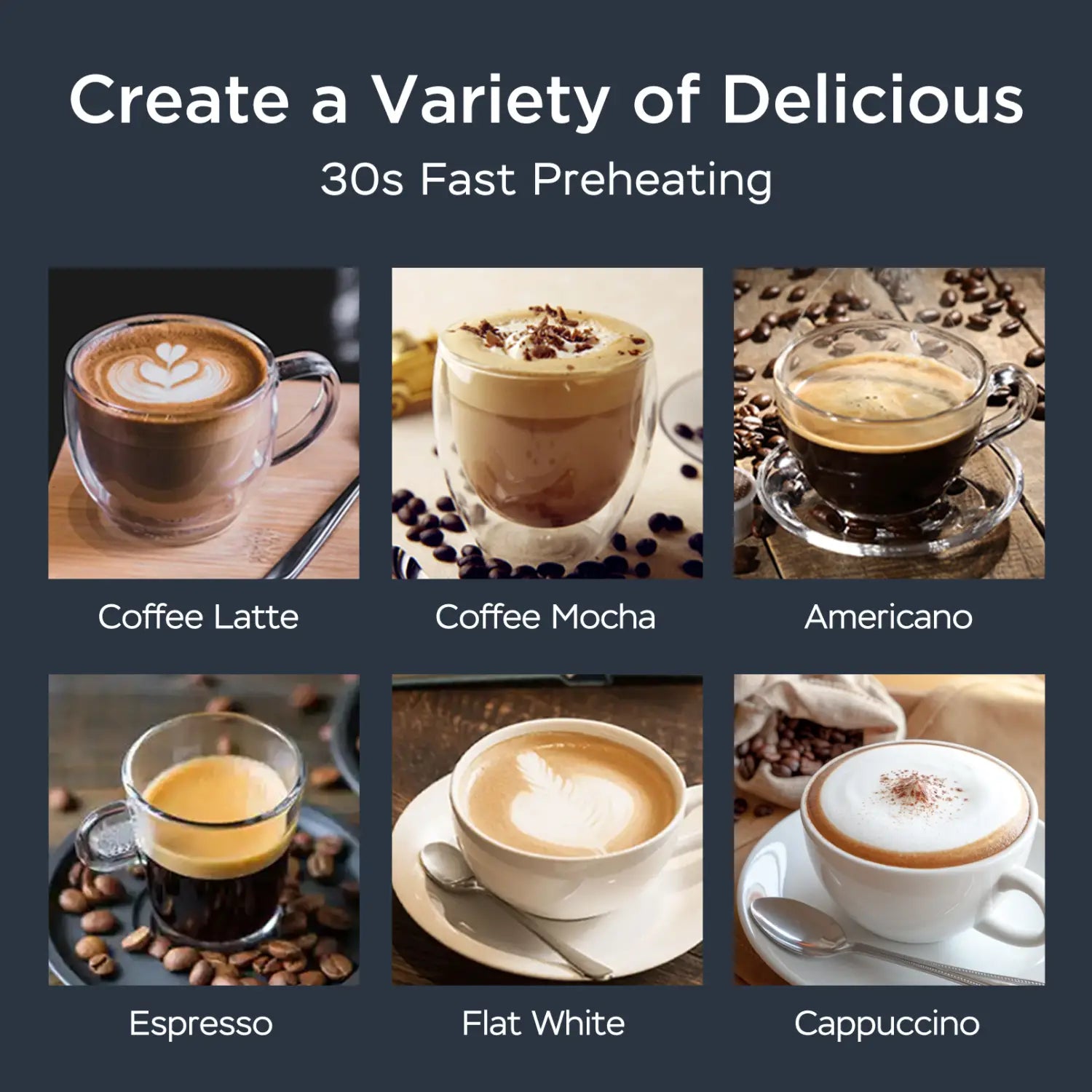 Geek Chef Espresso Machine 20 Bar With Milk Frother For Latte Cappuccino Macchiato Home Maker 1.8L Water Tank Stainless
