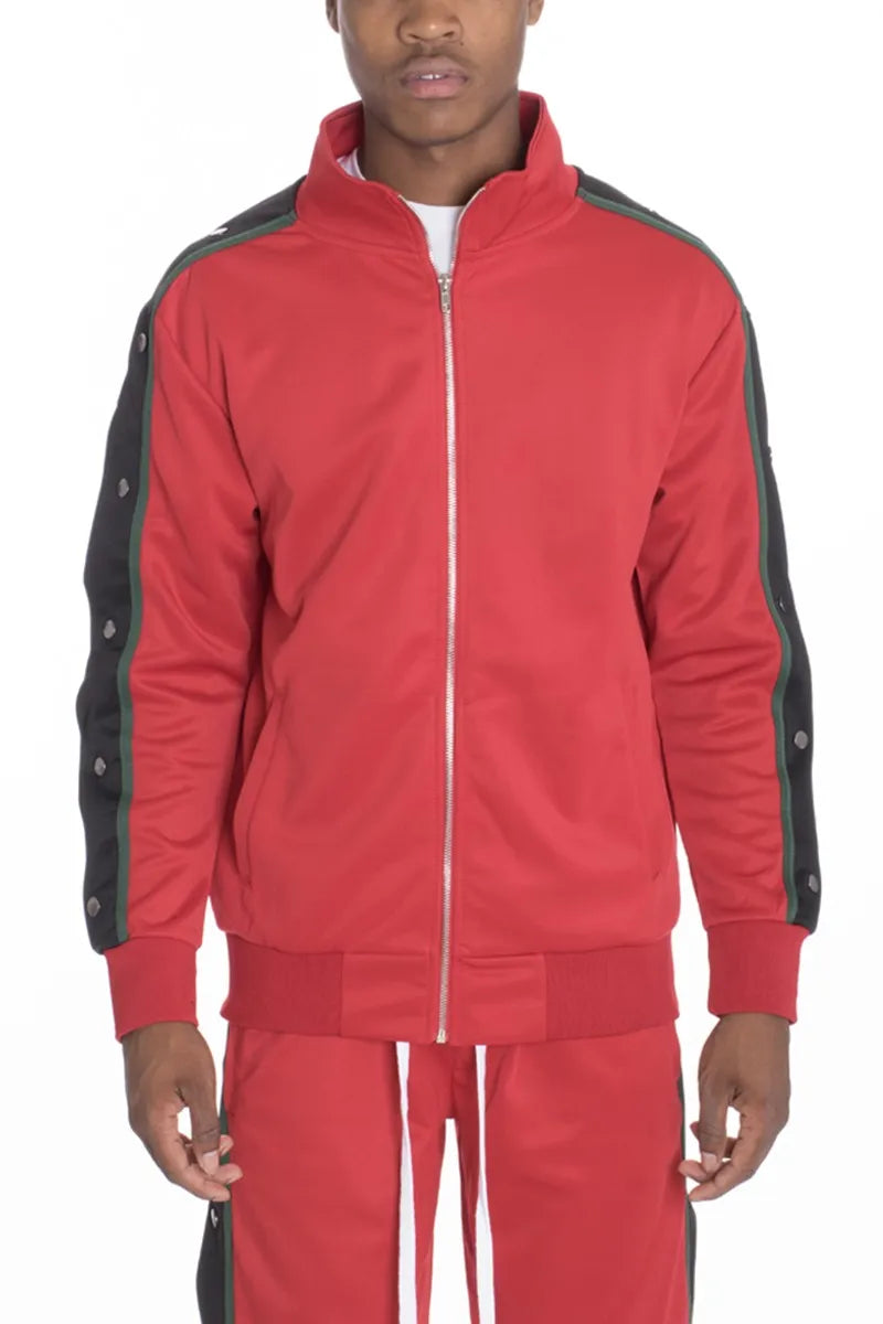 WEIV Men’s Zip Up Jacket with Side Snap Sleeve