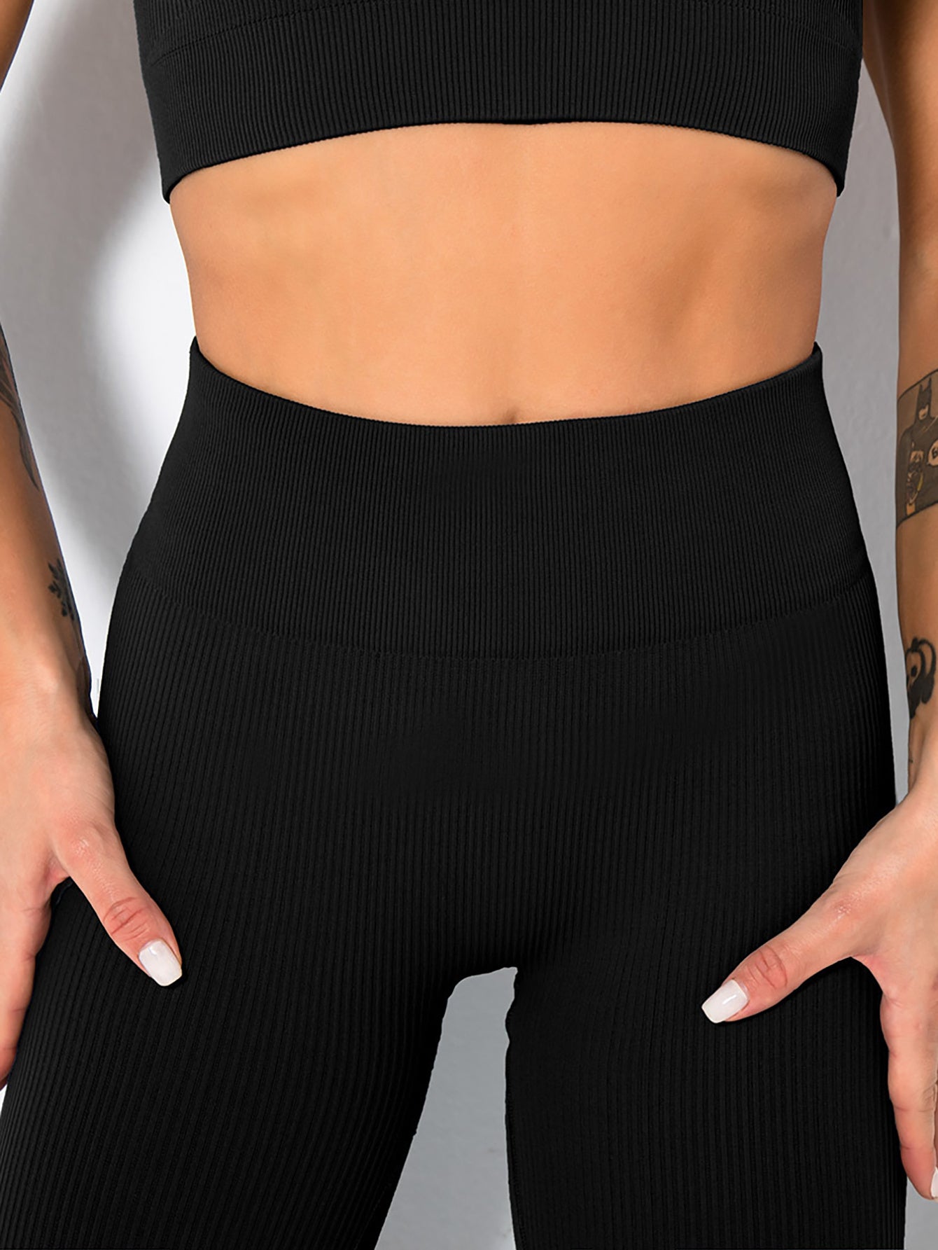 2 Pack Womens Seamless Ribbed Leggings Soft Slimming Yoga Pants High Waisted Gym Sport Women Fitness Female