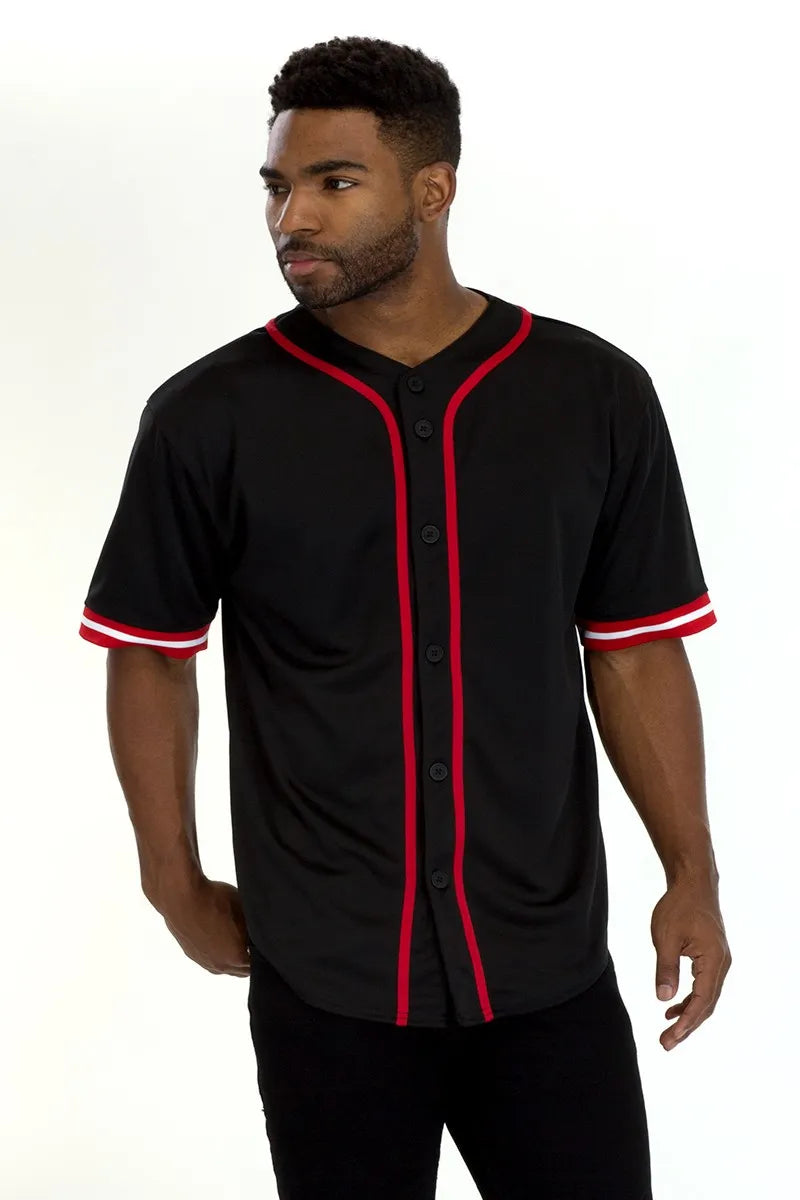 WEIV Men’s Unisex Baseball Jersey Sports T Shirt BLACK / XS