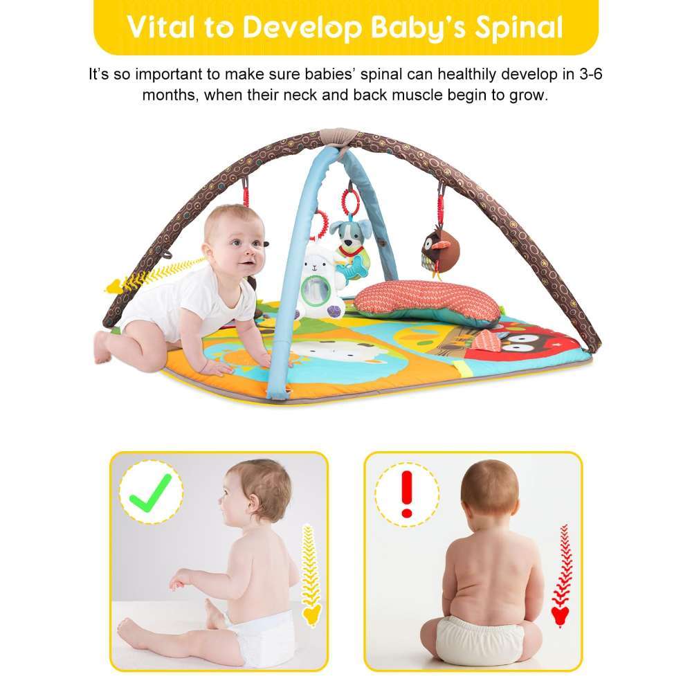 Keeygo Baby Play Mat Zoo Theme Sensory Infant Toys Keep Occupied Toddler Activity Gym Develop Neck Strength For Babies