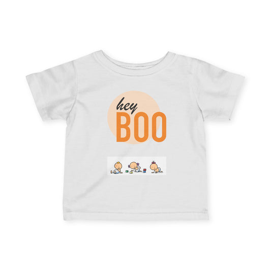 Adorable Infant Fine Jersey Tee - 'Hey Boo' Tee for Fall, Baby Showers, Halloween, or Everyday Fun!
