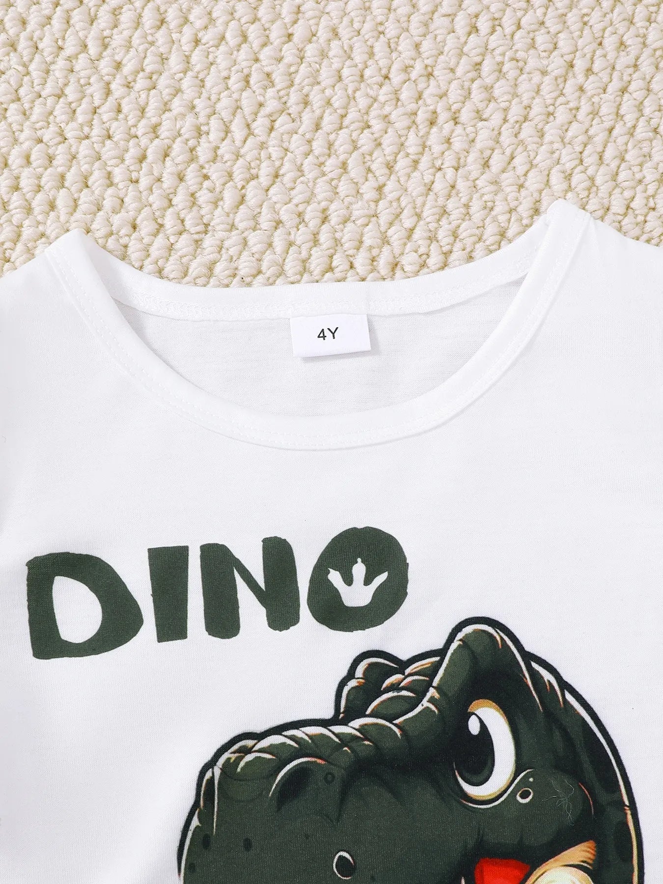Children’s Dinosaur Round Neck Top and Pants Set with Crossbody Bag