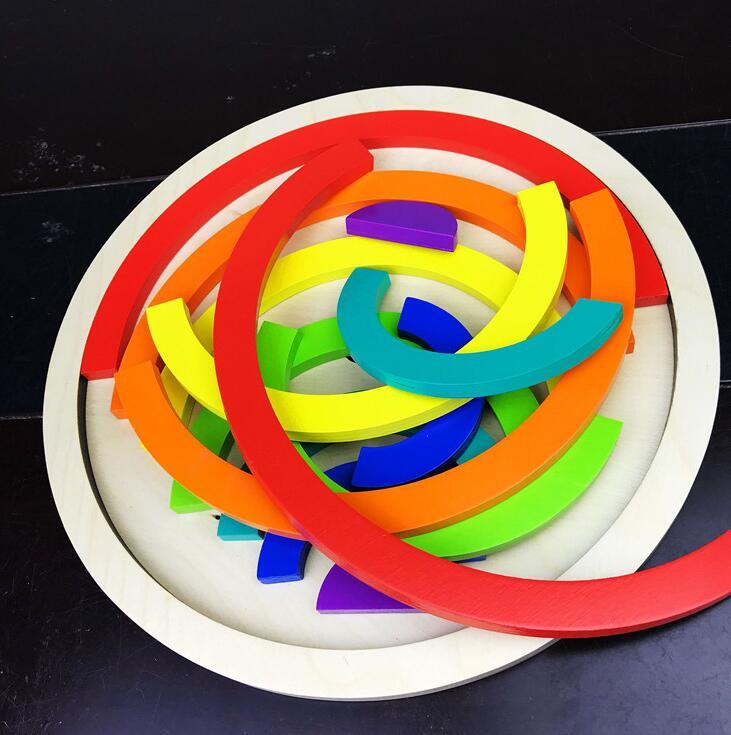 Jigsaw Puzzle Large 12 piece Arch Bridge Rainbow Building Blocks Early Childhood Education Toys