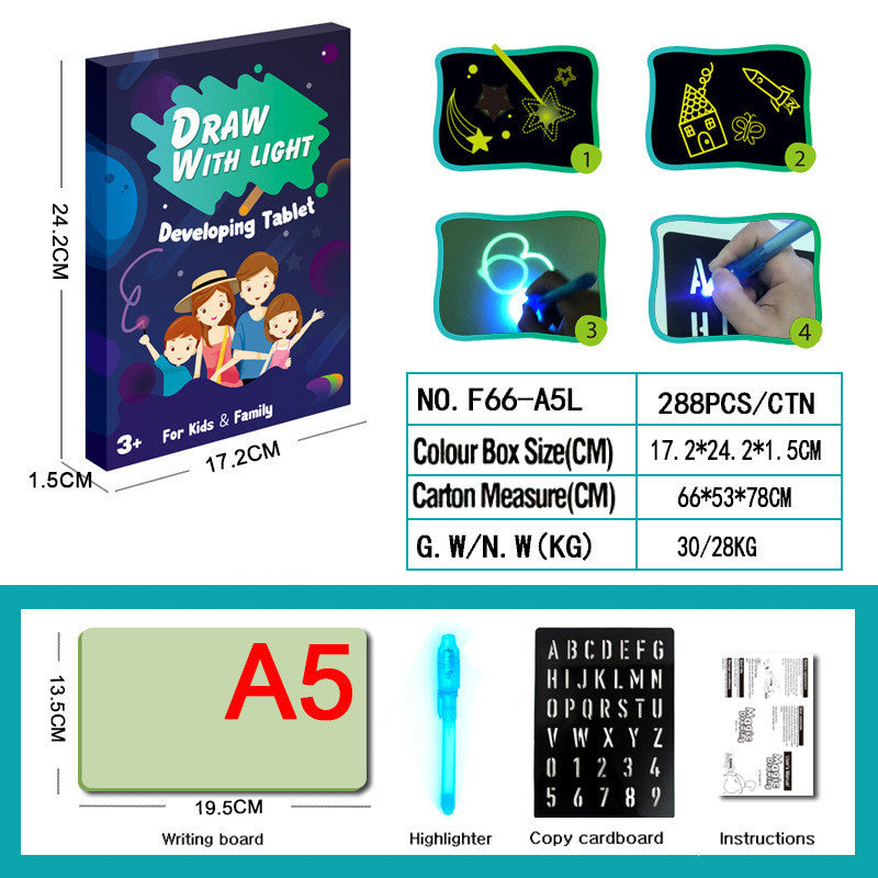 Educational Toy Drawing Pad 3D Magic 8 Light Effects Puzzle Board Sketchpad 10Style / S