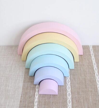 Jigsaw Puzzle Large 12 piece Arch Bridge Rainbow Building Blocks Early Childhood Education Toys 6pcs Macaron