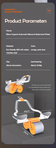 Automatic Rebound Abs Wheel Trainer with Counter Display Fitness Exercise