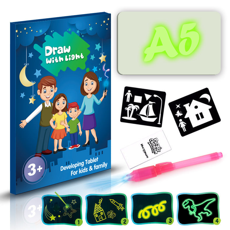 Educational Toy Drawing Pad 3D Magic 8 Light Effects Puzzle Board Sketchpad Russian A5 / S