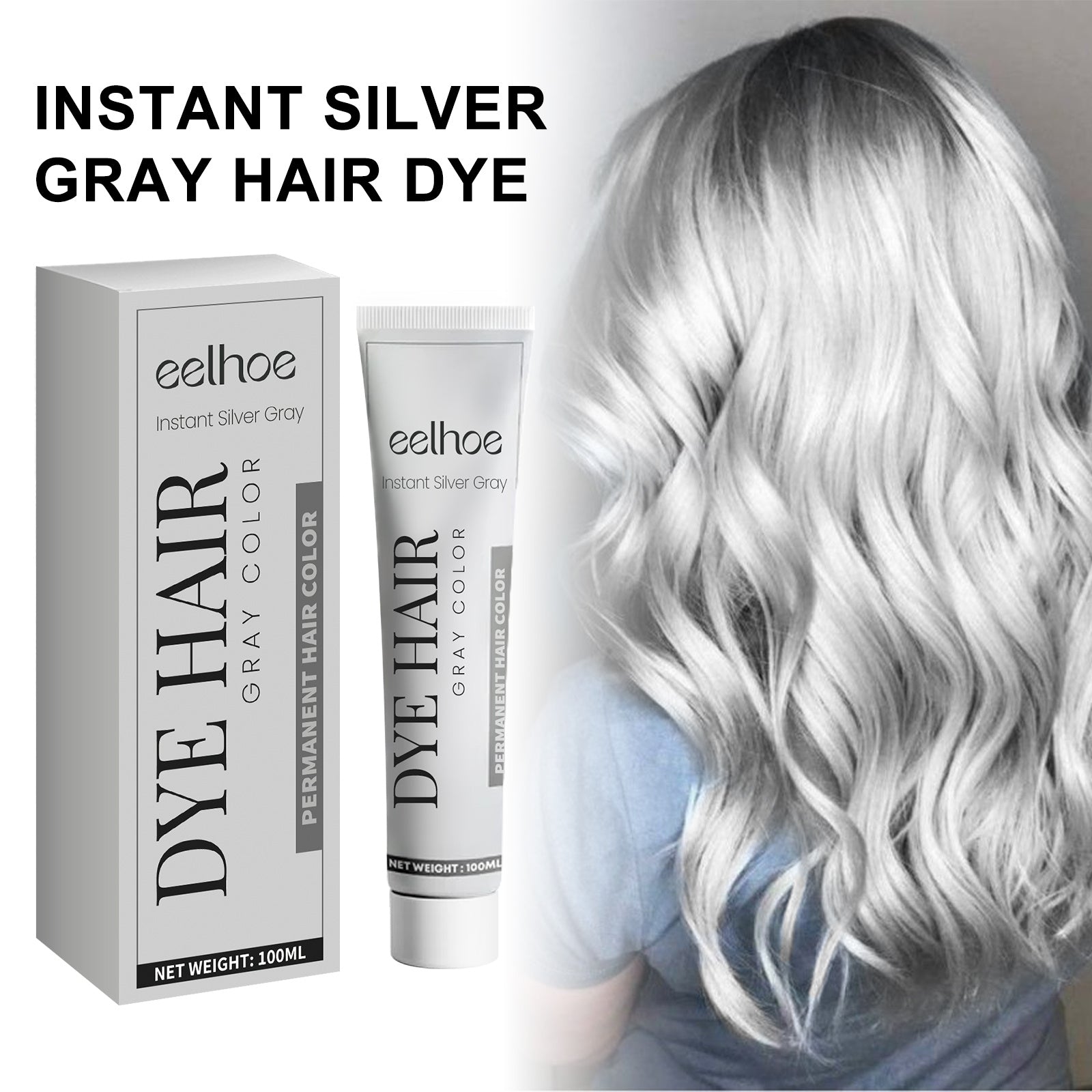 EELHOE Gray Hair Cream Natural Color Long Lasting No Damage Easy To Clean Tide Hairdresser 1pcs