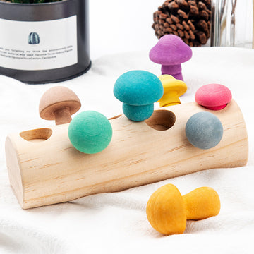 Simulation Mushroom Picking Game Wooden Toys Wood color