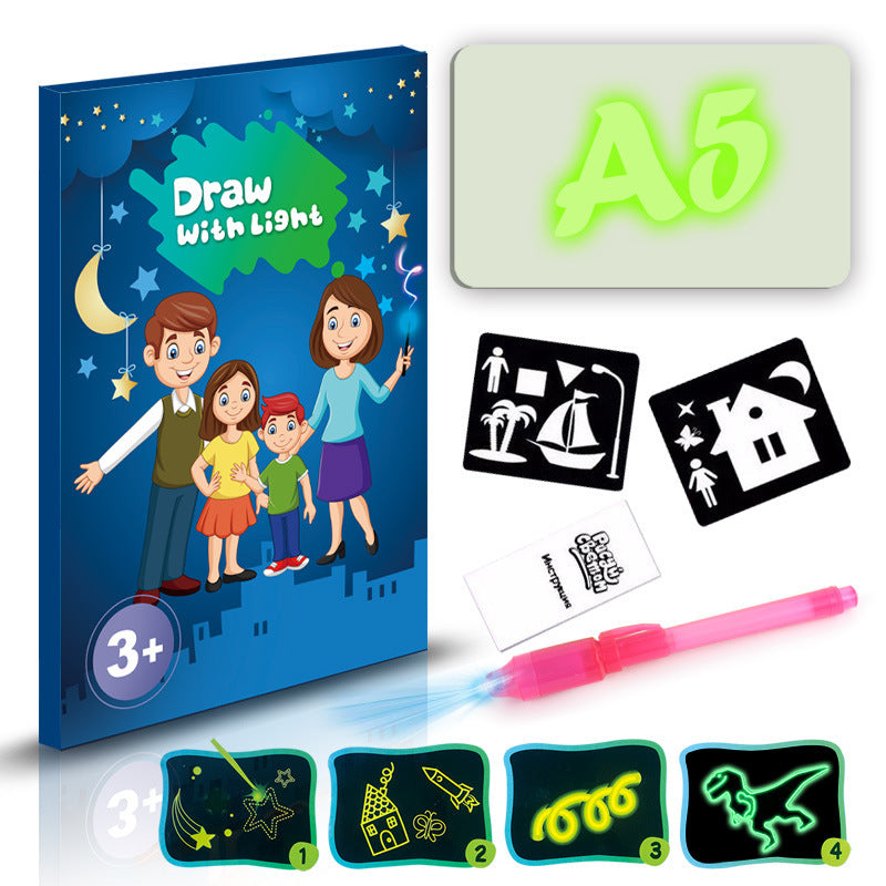 Educational Toy Drawing Pad 3D Magic 8 Light Effects Puzzle Board Sketchpad English A5 / S