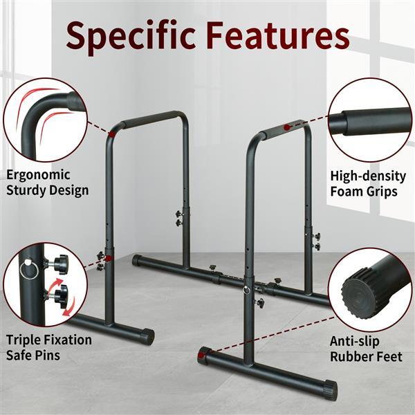Power Tower Pull Up Rod Stand Adjustable Height Heavy Duty Multi Functional Fitness Training Equipment Black