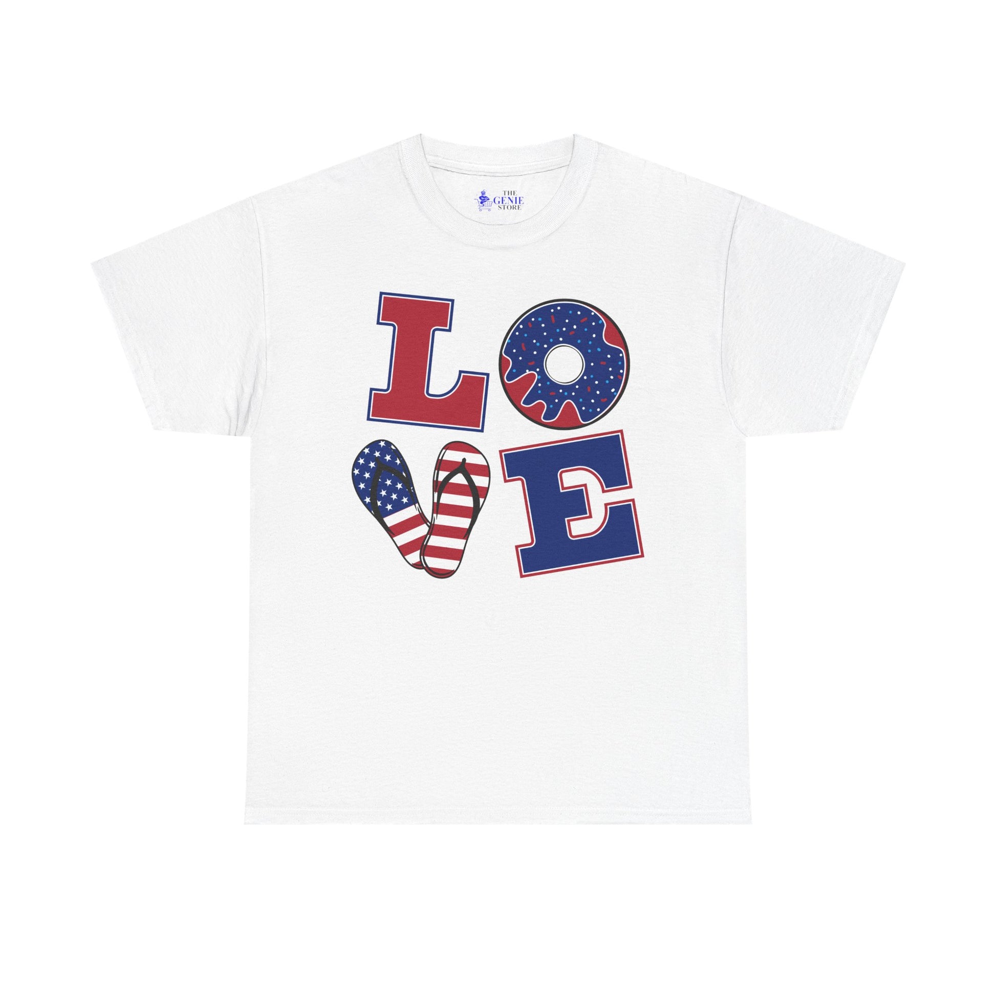 Patriotic Love Tee | 4th of July Shirt Unisex Cotton Style USA Holiday Gift for America Lovers White / S